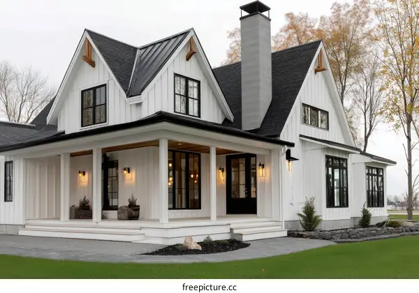 Modern Farmhouse Exterior with Black Accents
