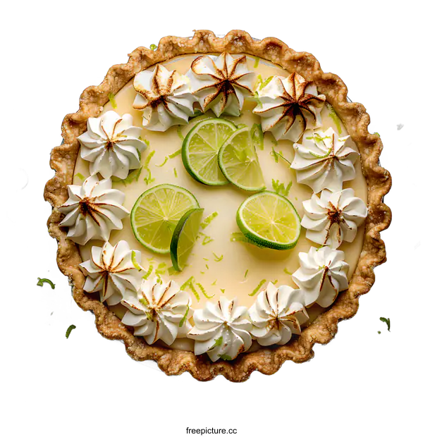 [Transparent Background PNG]A delicious key lime pie with a graham cracker crust and fluffy meringue topping