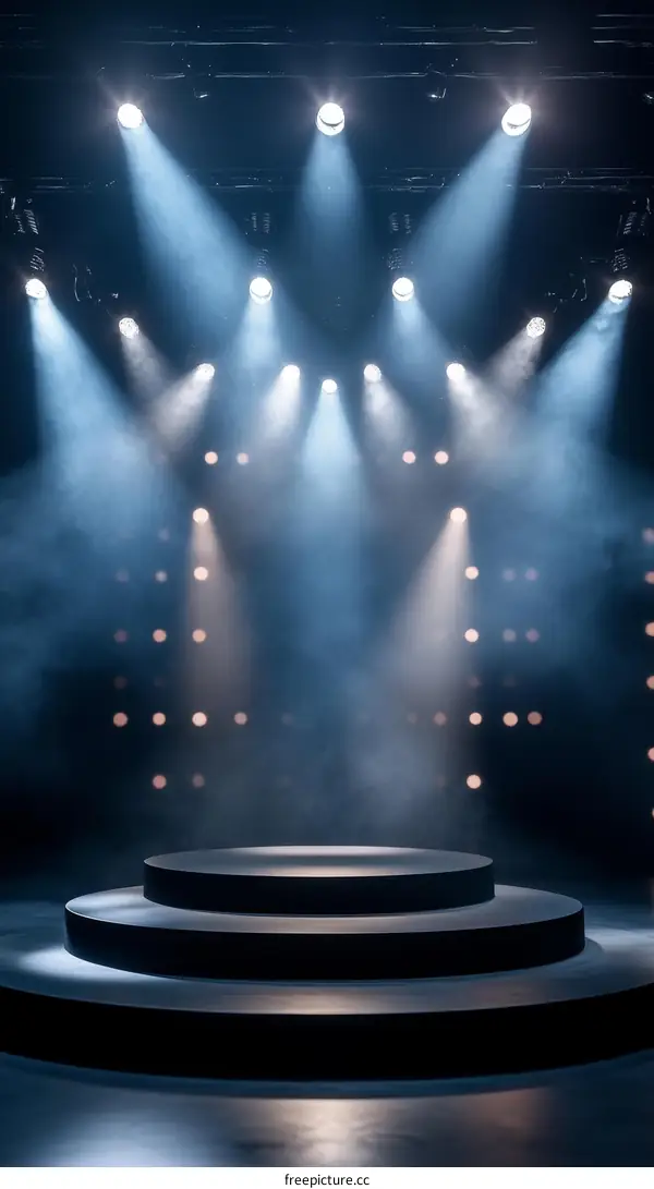 Empty Stage with Spotlight and Podium