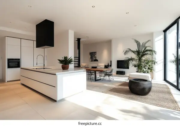 Modern Open-Plan Kitchen Living Area Design