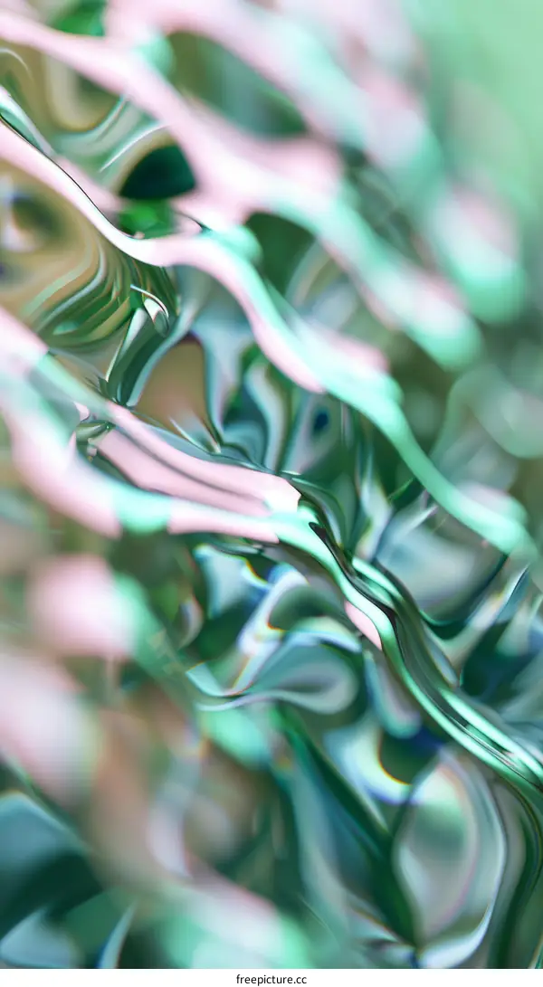 Abstract pink and green waves background