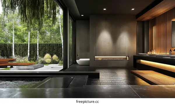 Modern Minimalist Bathroom Interior Design Illustration