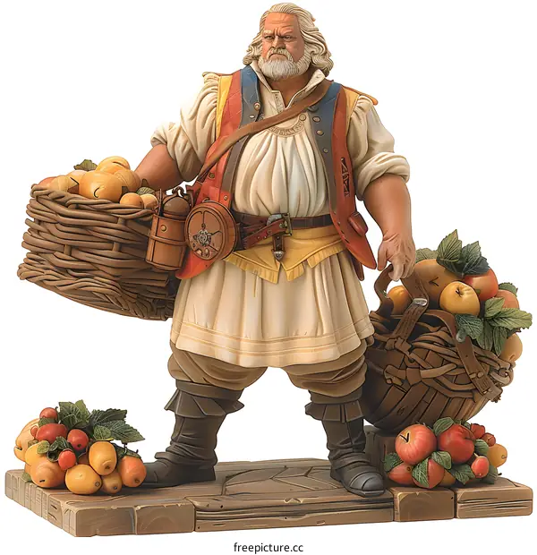 A man with a basket of fruits