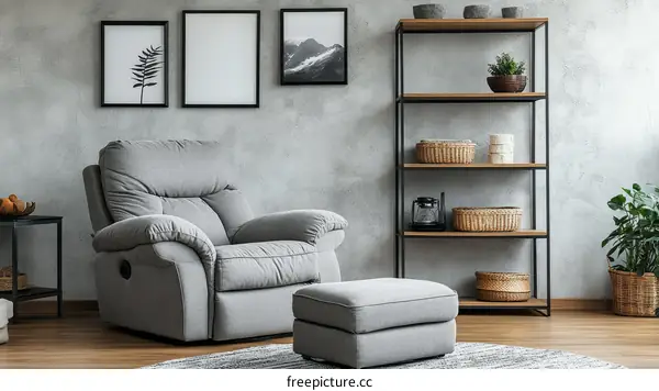 Modern Gray Recliner in a Cozy Living Room