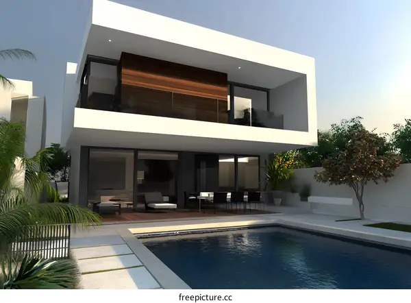 Modern House with Swimming Pool and Patio