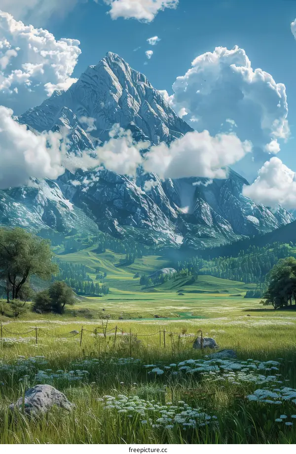 Snow Capped Mountain Meadow