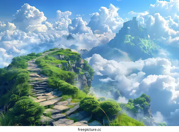 Stone path on the top of the mountain