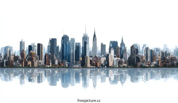 New York City Skyline Panorama with Reflection