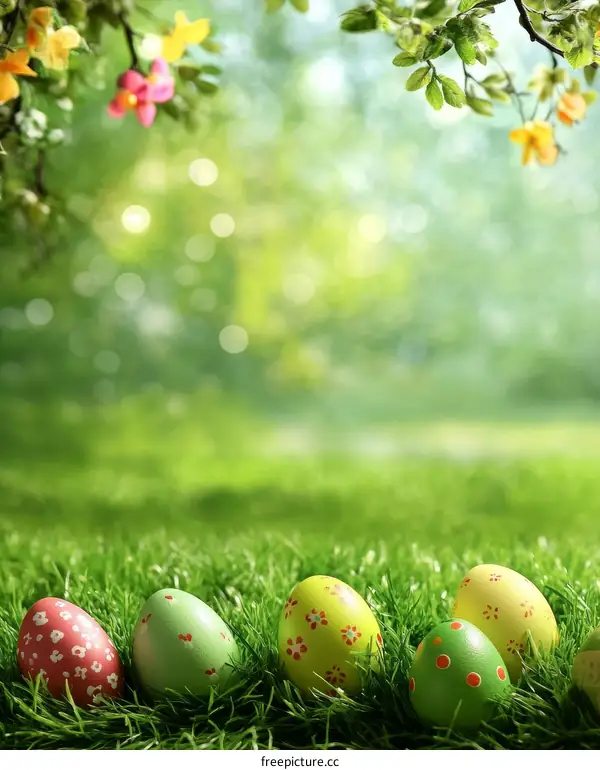 Easter Eggs in a Spring Meadow