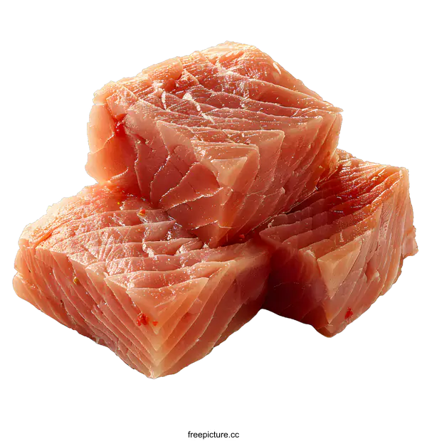 [Transparent Background PNG]Fresh raw tuna blocks isolated on white
