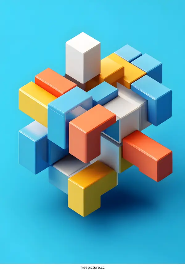 Abstract Colorful Geometric Shapes 3D Design