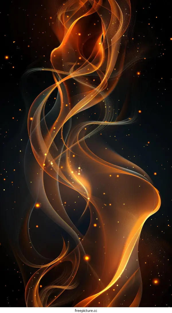 Golden flames burn against a black background