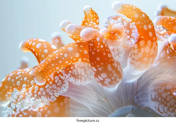 Close-up of Orange and White Polka Dot Anemone