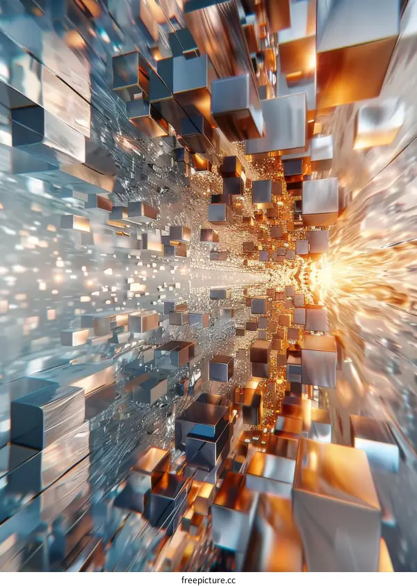 Futuristic Cityscape: Abstract 3D Rendering of Skyscrapers