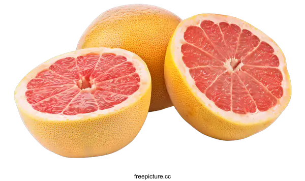 [Transparent Background PNG]Fresh Ripe Grapefruit Cut in Half