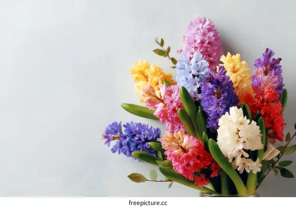 Springtime Bouquet of Colorful Hyacinths