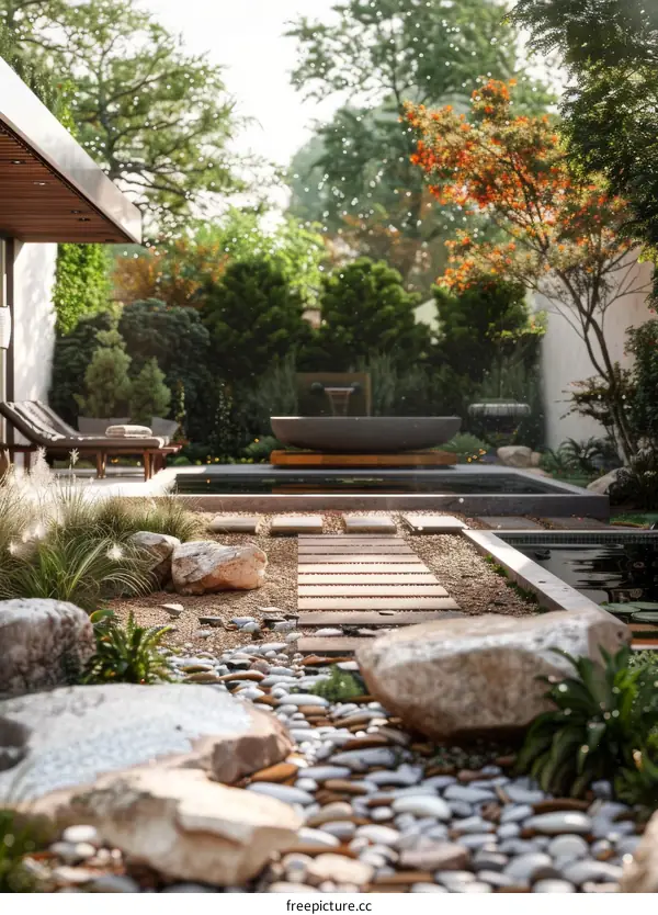 Zen Garden Design with Stone Pathway