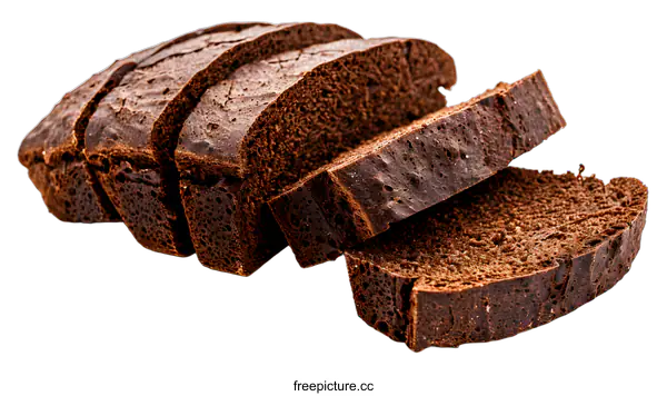[Transparent Background PNG]Close Up of Sliced Chocolate Bread on White Background