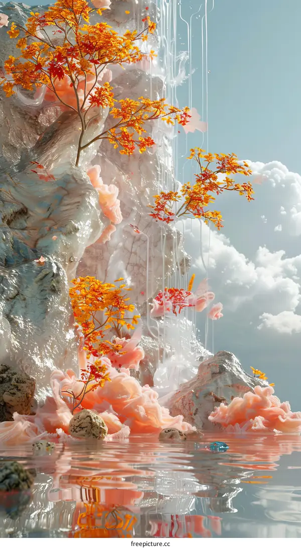 Majestic Fantasy Landscape with Floating Islands and Waterfalls