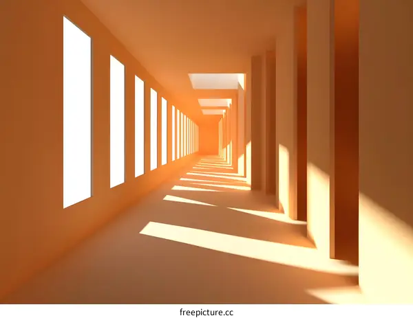 Abstract Minimalist Corridor with Sunlight