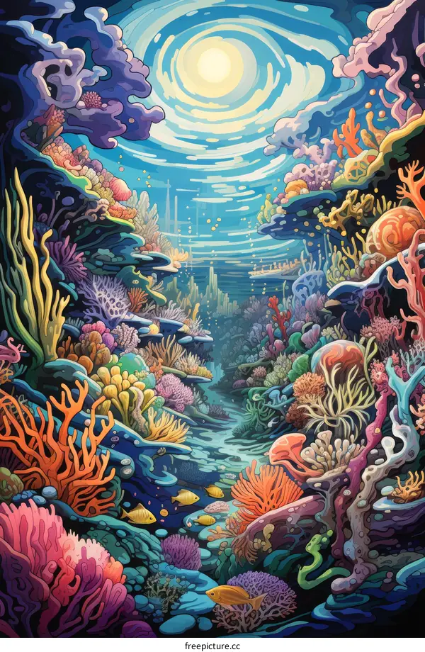 Vibrant Coral Reef with Colorful Fish