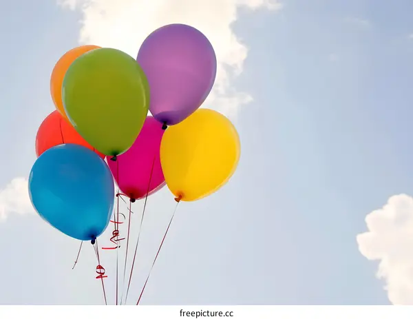 Colorful Balloons Floating in the Blue Sky