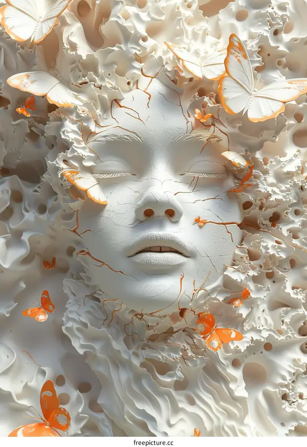 A Surreal Portrait of a Woman with Butterflies