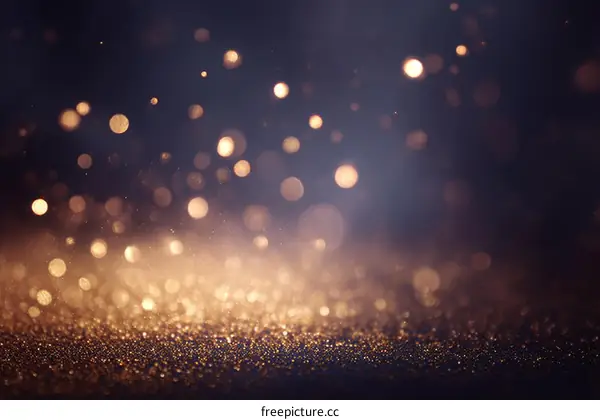 Golden Glitter Background with Bokeh Lights