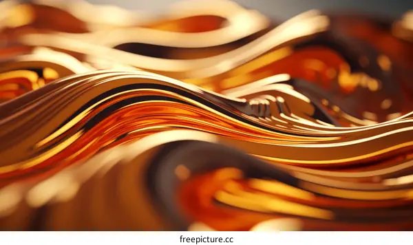Abstract Golden Waves Background