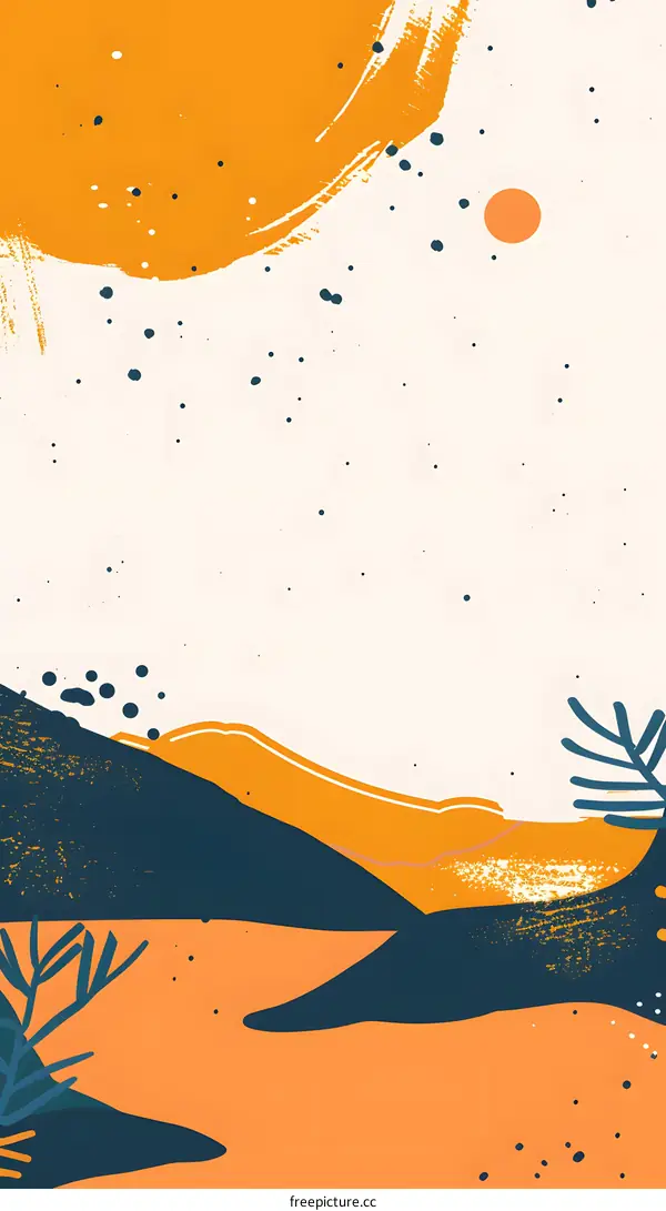 Abstract Landscape with Sun and Stars