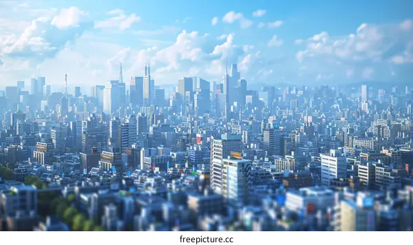 Aerial View of a Modern City Skyline
