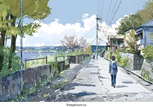 Lonely Walk on the Street in Japan