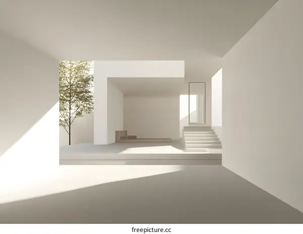 Minimalist Interior Design With Sunlight Streaming Through Window