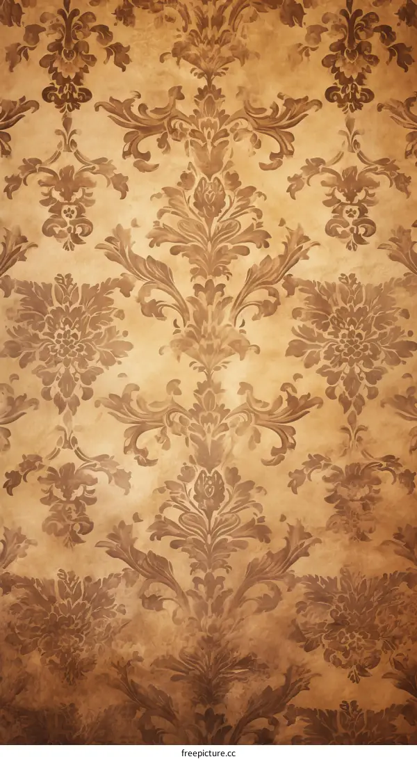 brown and yellow floral vintage wallpaper