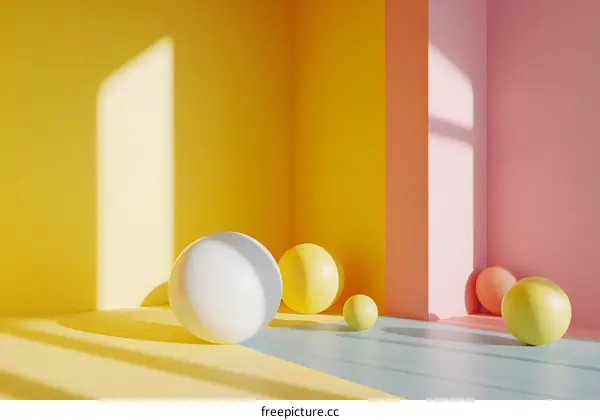Abstract Minimalist Colorful Background with Spheres