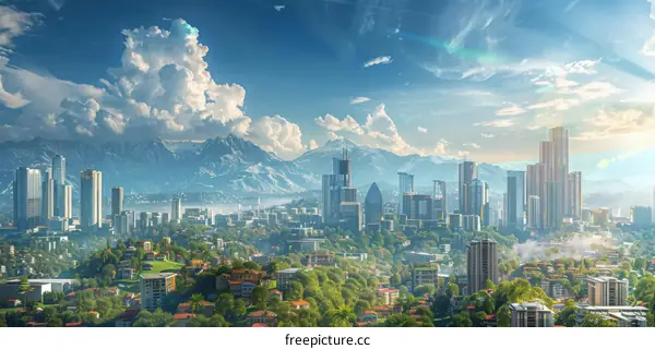 Modern City Skyline Panorama Illustration