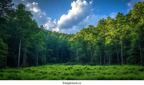 Beautiful Forest Landscape Under a Cloudy Sky
