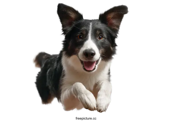 [Transparent Background PNG]Happy Border Collie Dog Jumping in the Air