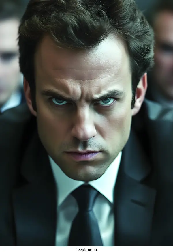 Serious Businessman Portrait Close Up