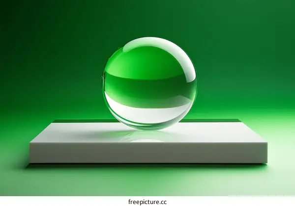 Emerald Sphere on a White Pedestal