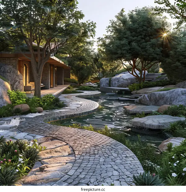 Courtyard with a Stream