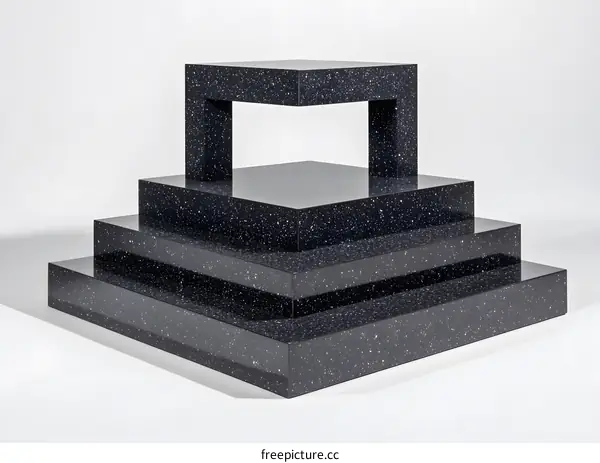 Black Marble Steps with a Center Opening