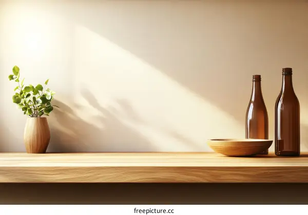 Empty Shelf Decor Illustration with Sunlight