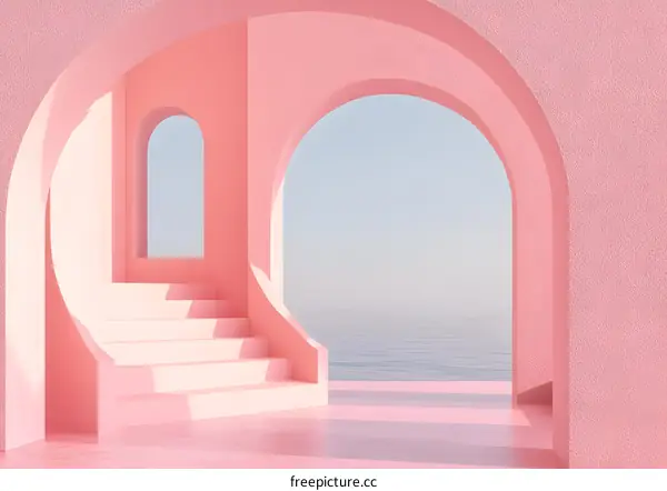 Pink Arches Minimalist 3D Illustration
