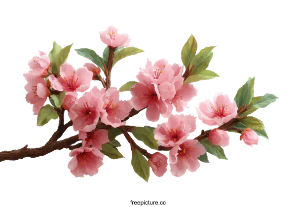 [Transparent Background PNG]Beautiful Pink Cherry Blossom Branch Artwork