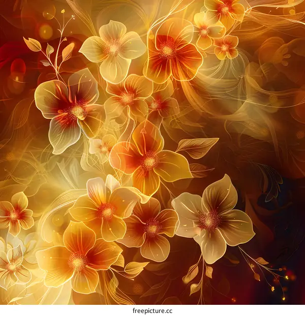 Golden flowers sway in the breeze