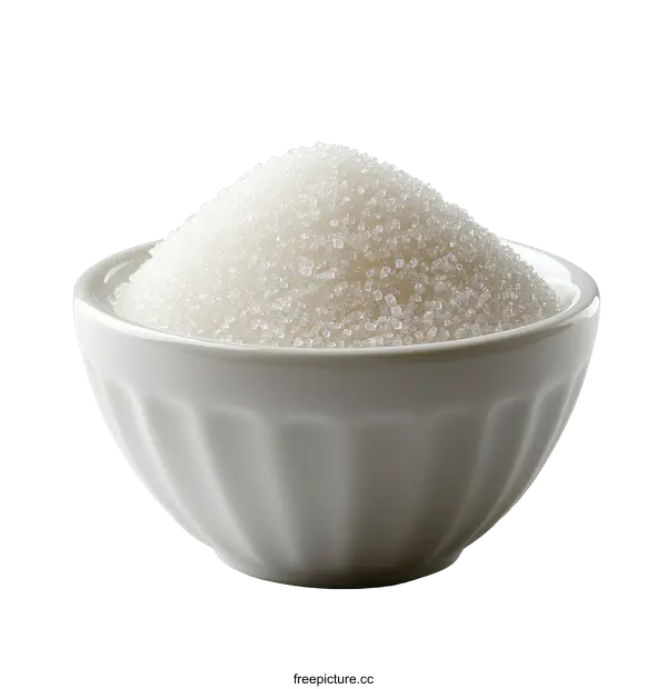 [Transparent Background PNG]White Sugar in a Ceramic Bowl