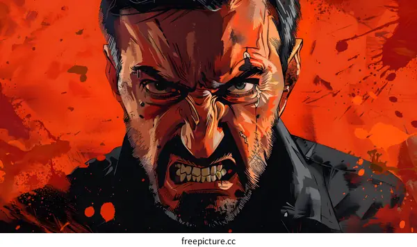 Angry Man Face Portrait Illustration