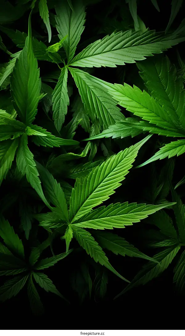 Close-up of cannabis leaves