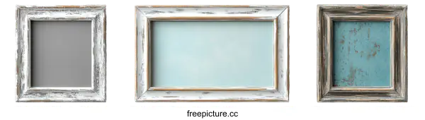 [Transparent Background PNG]Vintage Wooden Picture Frames in a Row
